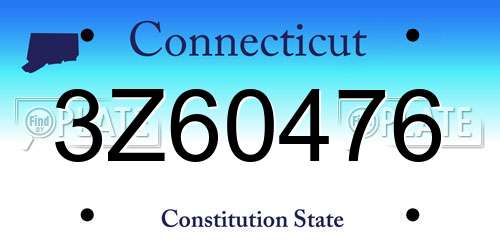 3Z60476 Connecticut License Plate