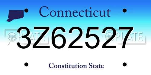 3Z62527 Connecticut License Plate