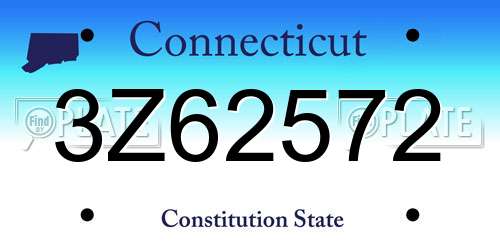 3Z62572 Connecticut License Plate