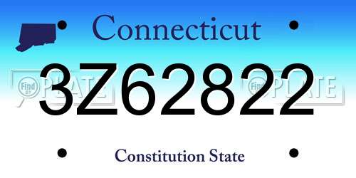 3Z62822 Connecticut License Plate