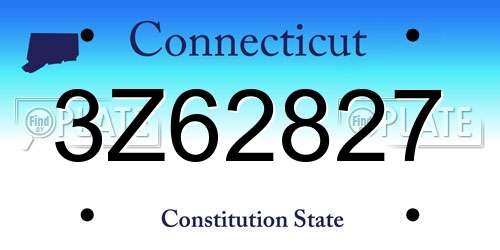 3Z62827 Connecticut License Plate