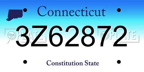 3Z62872 Connecticut License Plate