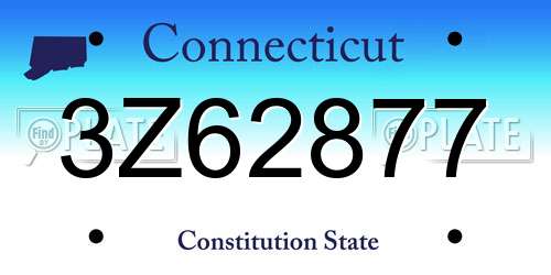 3Z62877 Connecticut License Plate