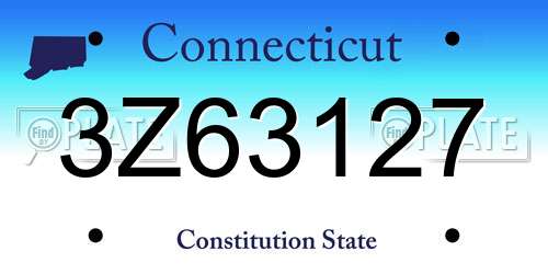 3Z63127 Connecticut License Plate