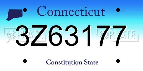 3Z63177 Connecticut License Plate