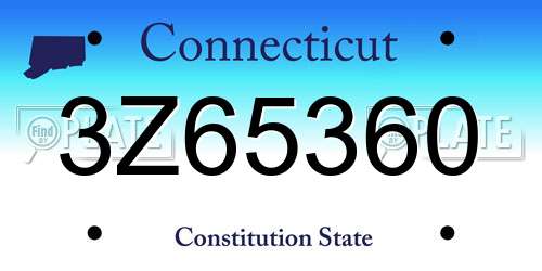 3Z65360 Connecticut License Plate