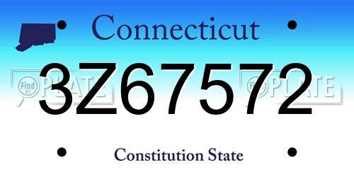 3Z67572 Connecticut License Plate