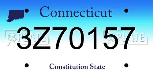 3Z70157 Connecticut License Plate