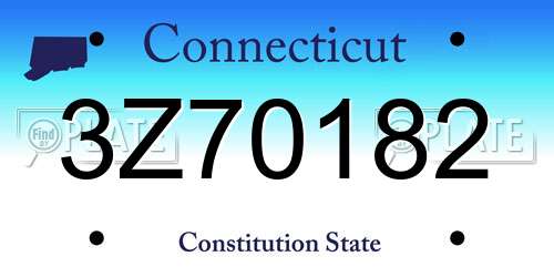3Z70182 Connecticut License Plate