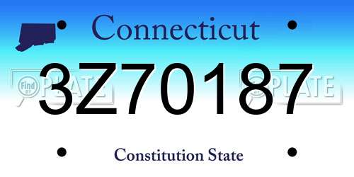 3Z70187 Connecticut License Plate