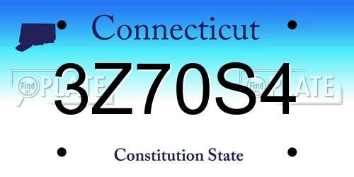 3Z70S4 Connecticut License Plate