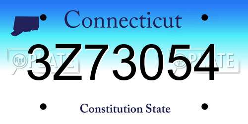 3Z73054 Connecticut License Plate