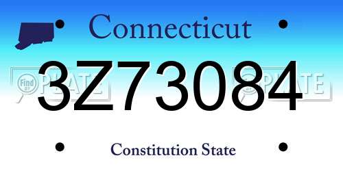 3Z73084 Connecticut License Plate