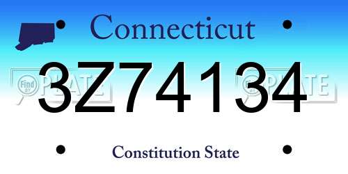 3Z74134 Connecticut License Plate