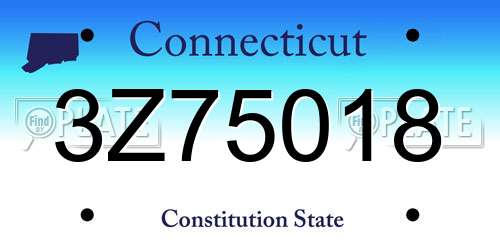 3Z75018 Connecticut License Plate