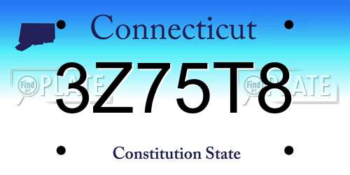 3Z75T8 Connecticut License Plate