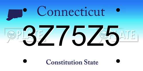 3Z75Z5 Connecticut License Plate