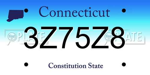 3Z75Z8 Connecticut License Plate