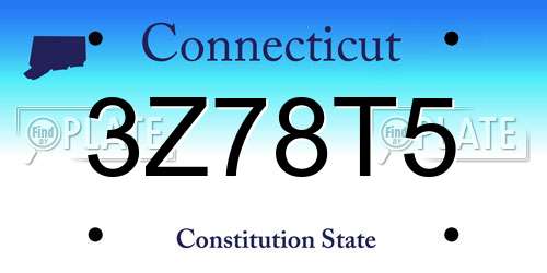 3Z78T5 Connecticut License Plate