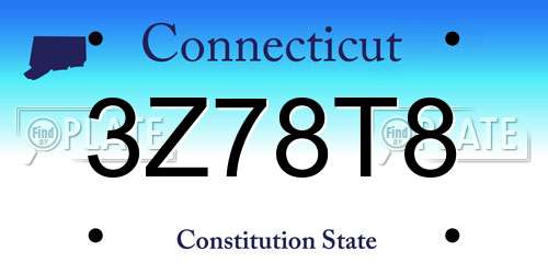 3Z78T8 Connecticut License Plate