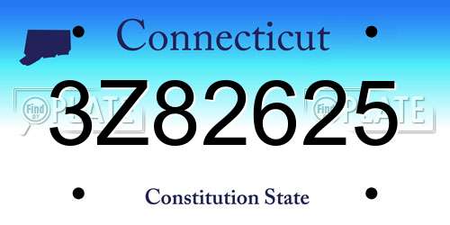 3Z82625 Connecticut License Plate