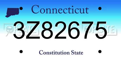 3Z82675 Connecticut License Plate