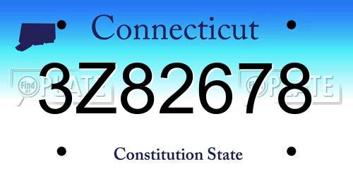 3Z82678 Connecticut License Plate