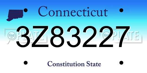 3Z83227 Connecticut License Plate