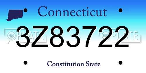 3Z83722 Connecticut License Plate