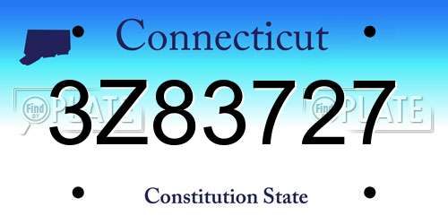 3Z83727 Connecticut License Plate