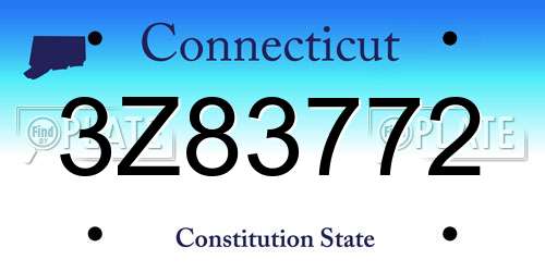 3Z83772 Connecticut License Plate