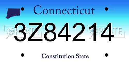 3Z84214 Connecticut License Plate