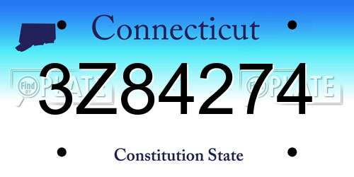 3Z84274 Connecticut License Plate