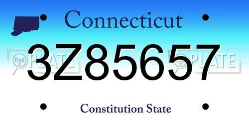 3Z85657 Connecticut License Plate