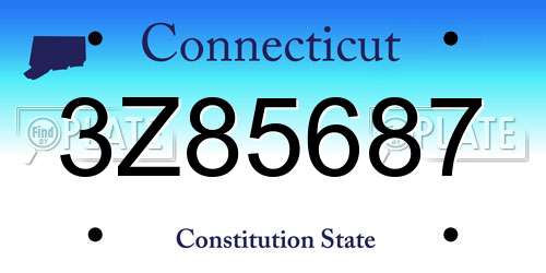 3Z85687 Connecticut License Plate