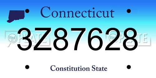 3Z87628 Connecticut License Plate