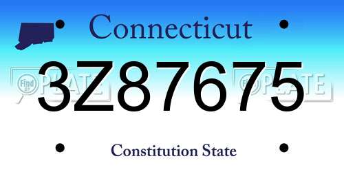3Z87675 Connecticut License Plate
