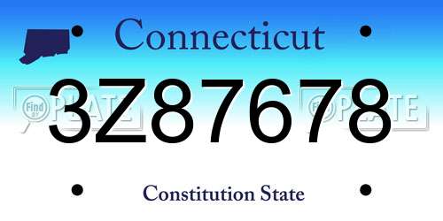 3Z87678 Connecticut License Plate