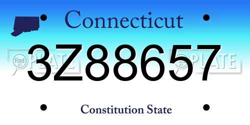 3Z88657 Connecticut License Plate