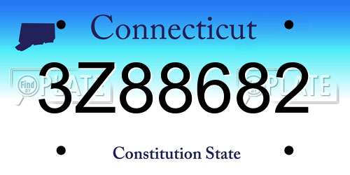 3Z88682 Connecticut License Plate