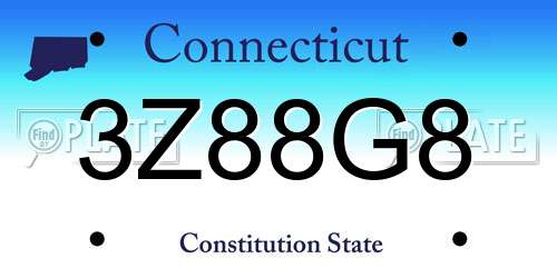 3Z88G8 Connecticut License Plate