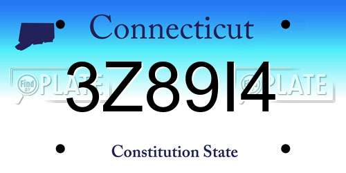 3Z89I4 Connecticut License Plate