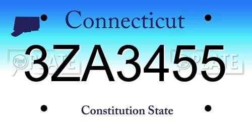 3ZA3455 Connecticut License Plate