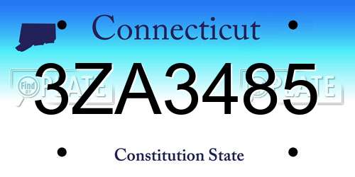 3ZA3485 Connecticut License Plate