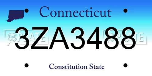 3ZA3488 Connecticut License Plate