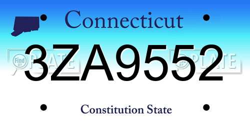 3ZA9552 Connecticut License Plate