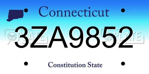 3ZA9852 Connecticut License Plate