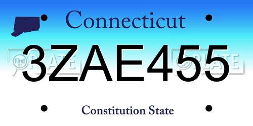 3ZAE455 Connecticut License Plate