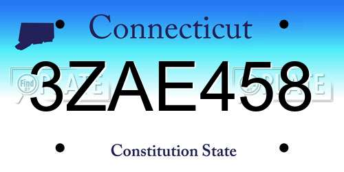 3ZAE458 Connecticut License Plate