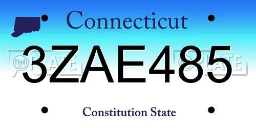 3ZAE485 Connecticut License Plate